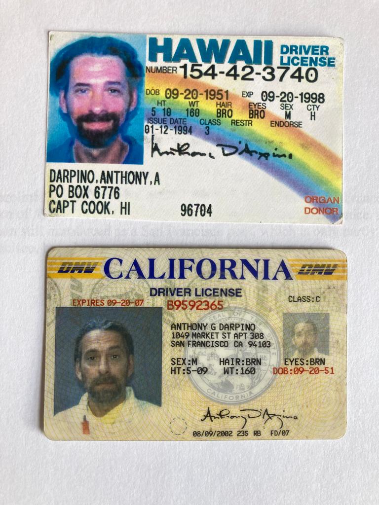 Hawaii & California driver’s license